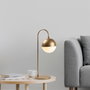 Opviq Horn - 12202 Lámpara de Mesa Dorada con Tapa de Cristal